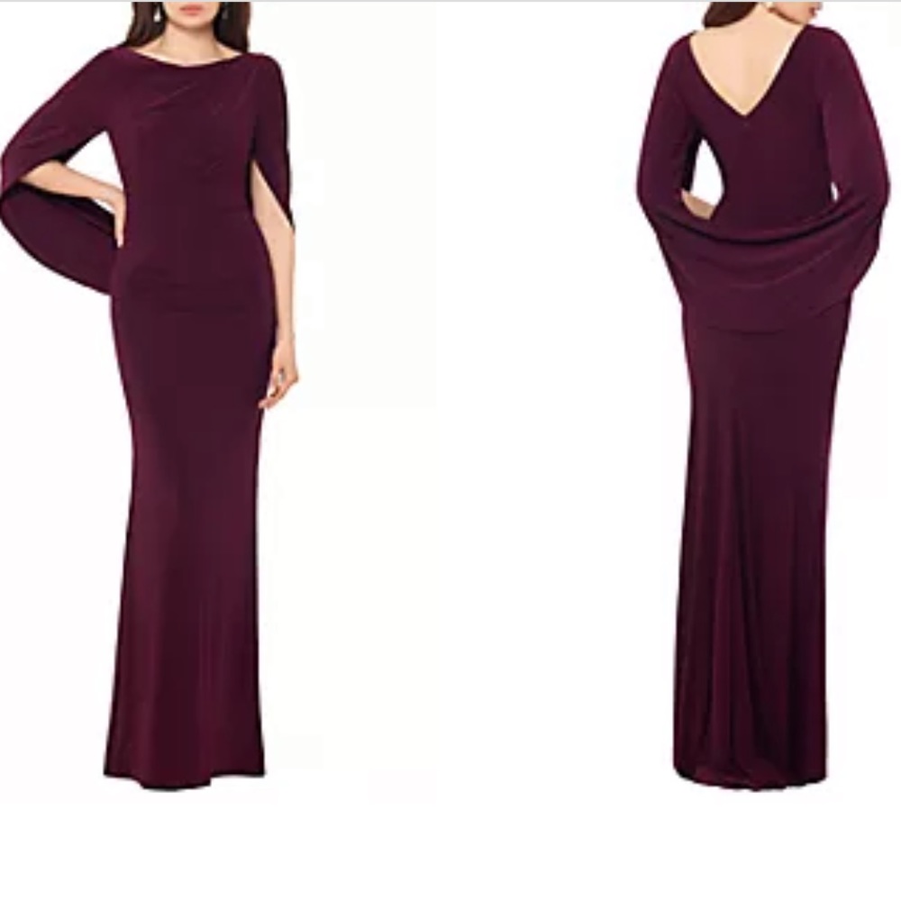 NWT Betsy & Adam Drape Formal Gown - Wine